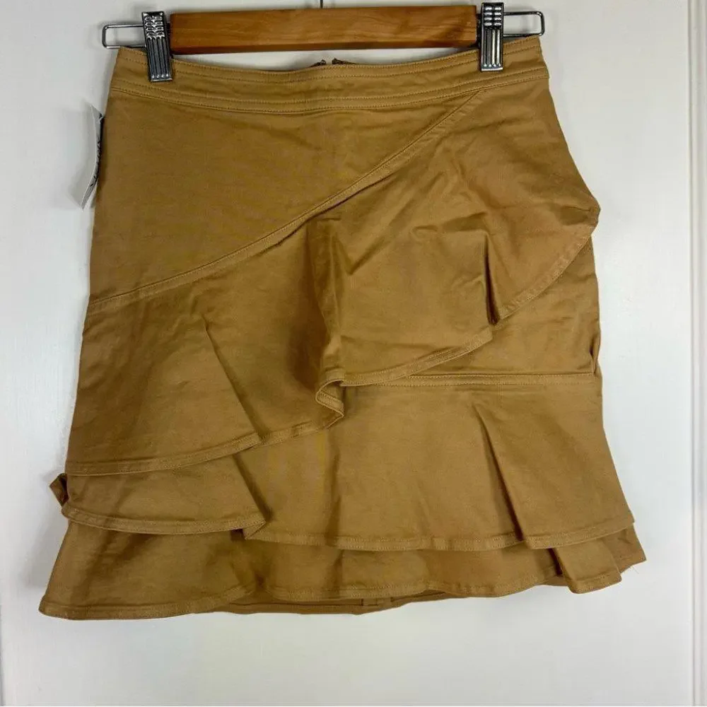 Aritzia Sunday Best Whitney Ruffle Mini Skirt - 2 - Tan